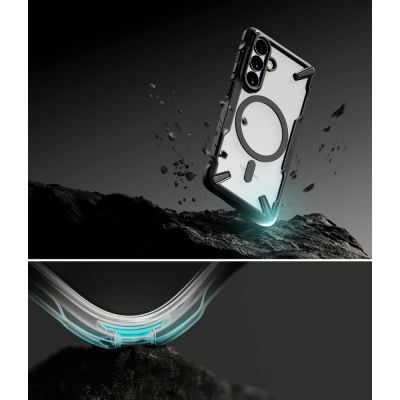 8. Ringke Fusion X Magnetische MagSafe Hülle für Samsung Galaxy S26 - Transparent Schwarz