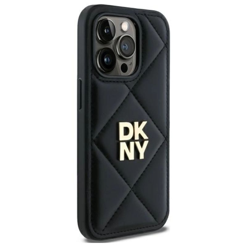 4. DKNY Quilted Stack Logo Hülle für iPhone 14 Pro – Schwarz