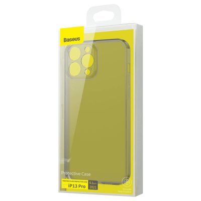 5. Baseus Frosted Glass Case Cover für iPhone 13 Pro Hardcover mit Gelrahmen schwarz (ARWS000401)