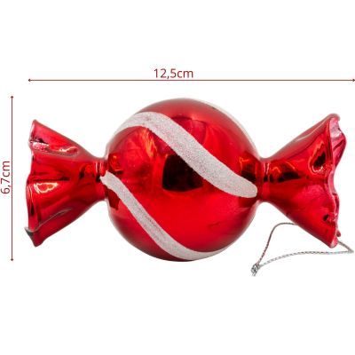 3. GLAS-CHRISTBAUMKUGEL IN BONBONFORM MICA ROT