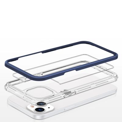 5. Klare 3in1 Hülle für iPhone 13 Mini Gel Cover mit Rahmen blau