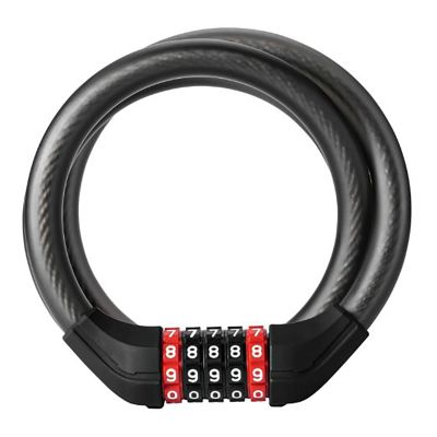 3. Rockbros RKS531 5-stelliges Fahrradschloss, Stahlseil, 120 cm, mit LED-Beleuchtung – schwarz