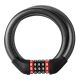 3. Rockbros RKS531 5-stelliges Fahrradschloss, Stahlseil, 120 cm, mit LED-Beleuchtung – schwarz