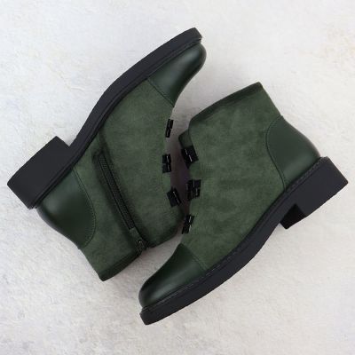 4. Damen-Wildlederimitat-Stiefeletten, gefüttert, grün M.Daszyński SA252-4