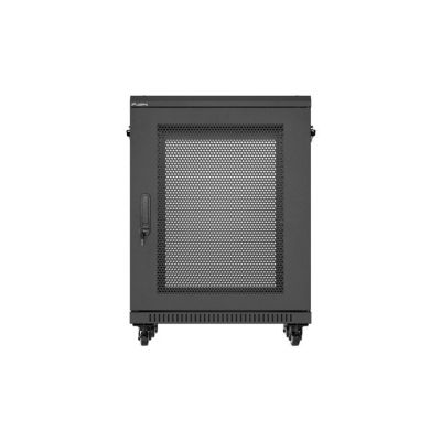 2. Stand-19" 15U 600x600 Rack-Einbauschrank, schwarz, perforierte Türen, Lanberg (Bausatz)