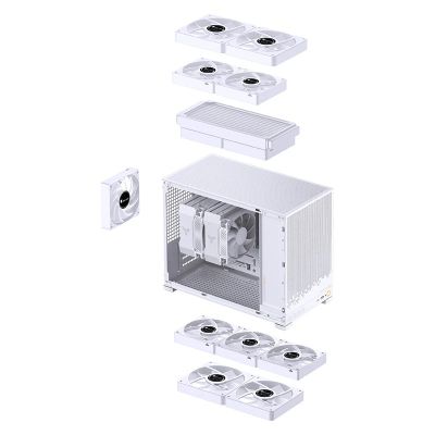 4. Jonsbo D32 STD PC-Gehäuse, Weiß, Mini-Gehäuse, mATX, gehärtetes Glas – Weiß
