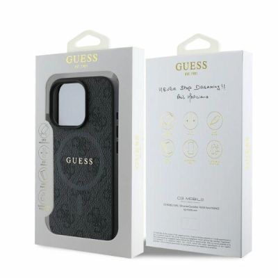 4. Guess 4G Ring Classic Logo MagSafe-Hülle für iPhone 16 Pro – Schwarz