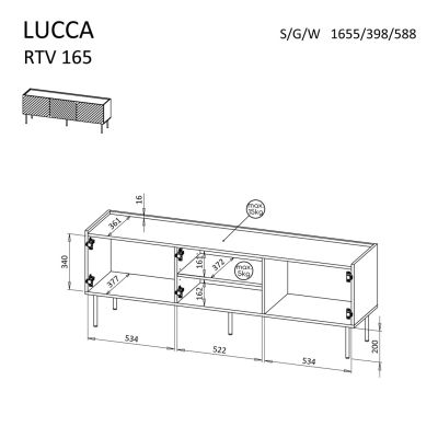 4. 3D-TV-Schrank LUCCA 165x40x59 schwarz