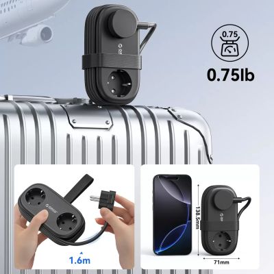 6. Orico AP3 20W GaN 5-in-1 Steckdosenleiste (2x Netzanschluss + 2x USB-A + 1x USB-C) – Schwarz