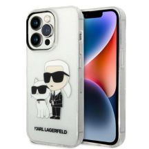 Karl Lagerfeld Glitzer Karl&Choupette Hülle für iPhone 14 Pro – transparent