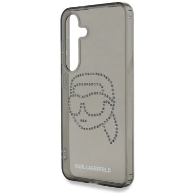 6. Karl Lagerfeld Strasssteine Karl Kopf Logo Samsung Galaxy S25 Hülle Schwarz