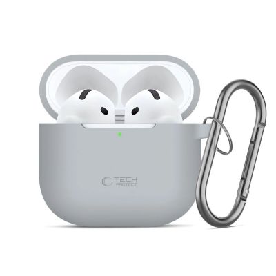 8. Tech-Protect Silikon-Hakenhülle für AirPods 4 – Grau