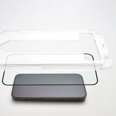 7. 9H gehärtetes Glas mit Montagerahmen für iPhone 15 Plus Wozinsky Premium Glass – Schwarz
