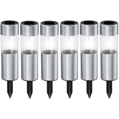 3. SOLARLAMPE 4,5 x 15 cm, Edelstahl, 6 Stück, GRUNDIG