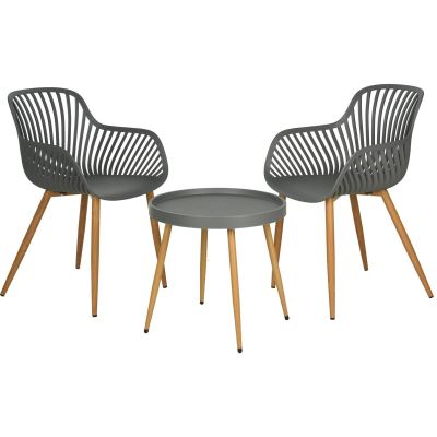 7. Balkonmöbel-Set, Tisch und 2 Stühle, grau