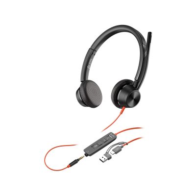 254. Poly Blackwire 3325 Stereo-Headset mit MS Teams-Zertifizierung, USB-C-Stecker, 3,5-mm-Klinkenstecker und USB-C/A-Adapter (8x222AA)