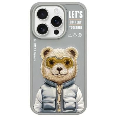 Nimmy Cool&Cute 2.0 Bear Case für iPhone 15 Pro - Grau