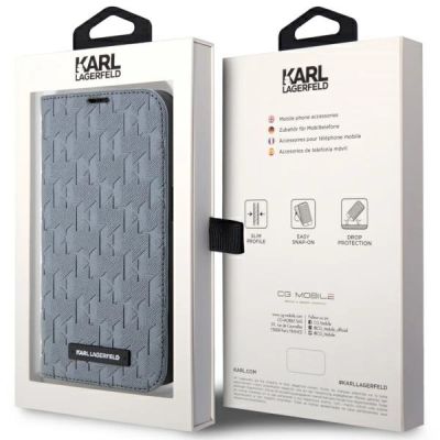 7. Karl Lagerfeld KLBKP14SSAKLHPG iPhone 14 6,1" Bücherregal Silber/Silber Saffiano-Monogramm