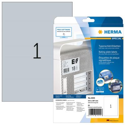 HERMA 4224 Selbstklebende Etiketten Rechteckig Permanent Silber 25 Stück.