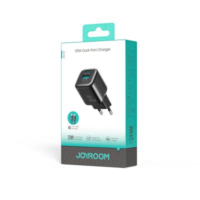 8. Joyroom JR-TG7 33W USB-A + USB-C Wandladegerät mit 60W USB-C auf USB-C 1m Kabel - Schwarz