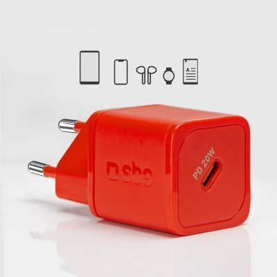 10. SBS TETRGAN1C20R 20W GaN-Netzwerkladegerät mit Power Delivery – rot
