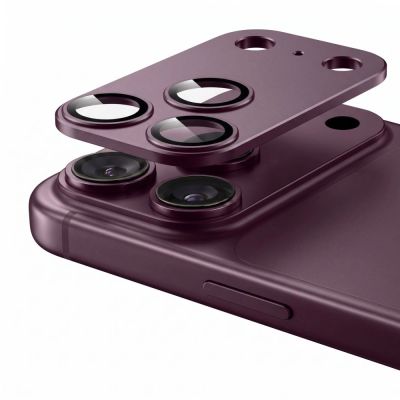 4. Tech-Protect Camfull Fit+ Displayschutzfolie aus gehärtetem Glas für iPhone 18 Pro Max – Burgunderrot
