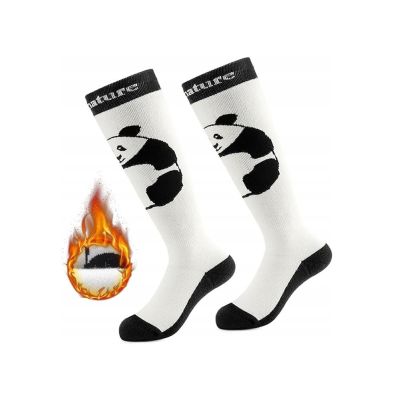 Qunature warme Wintersocken mit Panda-Motiv, weiß, 32–36
