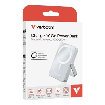 5. Verbatim Charge 'n' Go Magnetischer kabelloser Lithium-Polymer-Akku (LiPo) 10000 mAh Kabelloses Laden Blau