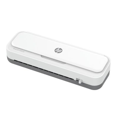 13. HP ONELAM Laminiergerät 400 A4, kalt/heiß, integrierter Trimmer, Eckenrunder, Geschwindigkeit 40 cm/min + 15 Laminierfolien: 3x A4, 4x A5, 4x A6, 4x B-Card, weiß