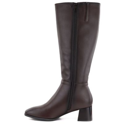 3. Braune Damen-Lederstiefel mit hohem Absatz, Sergio Leone KZ-31-S