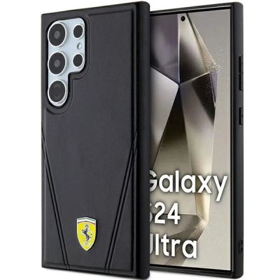 Ferrari Hot Stamp V Lines MagSafe Hülle für Samsung Galaxy S24 Ultra – schwarz