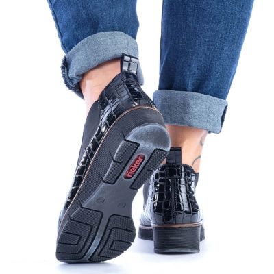 65. Rieker W R474 Schlangenleder Stiefeletten schwarz