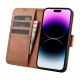 3. iCarer Wallet Case 2in1 Cover iPhone 14 Pro Max Leder Flip Cover Anti-RFID Braun (WMI14220728-BN)