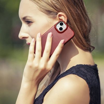 30. iCarer CE Oil Wax Premium Leather Folio Case iPhone 14 Plus Magnetic Flip Leather Folio Case MagSafe Red (AKI14220707-RD)