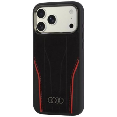 3. Audi R8 Echtleder MagSafe Hülle für iPhone 18 Pro Max / 17 Pro Max – Schwarz und Rot