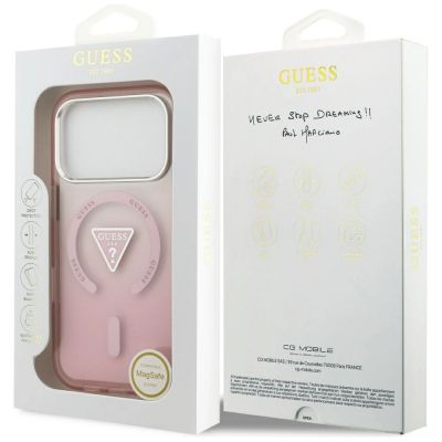 8. Guess IML Gradient Triangle Logo MagSafe Hülle für iPhone 17 Pro - Pink
