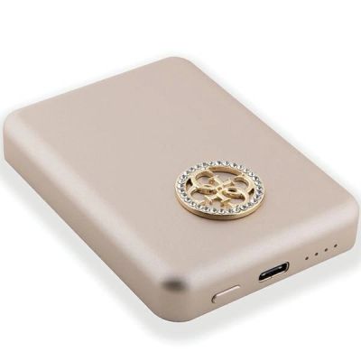 4. Guess MagSafe 4G Strassed Metal Logo Induktions-Powerbank 15 W 5000 mAh – Gold