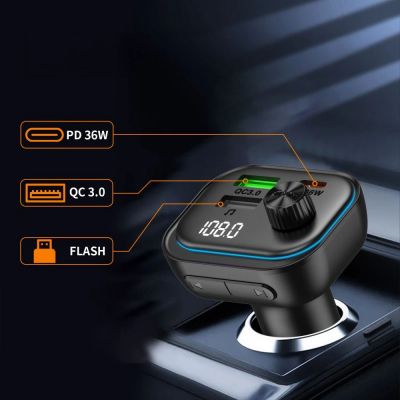 4. Tech-Protect CC07 3-Port PD 54W Autoladegerät + Bluetooth FM-Transmitter - Schwarz