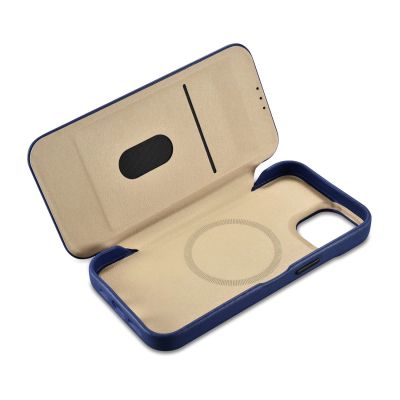 16. iCarer CE Premium Leather Folio Case iPhone 14 Plus Magnetic Flip Leather Folio Case MagSafe Blue (WMI14220715-BU)