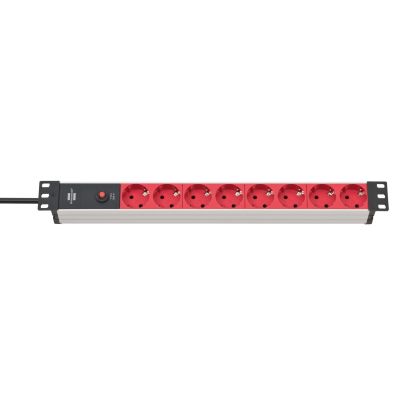 Steckdosenleiste Brennenstuhl Alu-Line 19" Steckdosenleiste 8-fach - 10A Sicherungsautomat und Kaltgerätestecker [19" Steckerleiste für Serverschränke mit 2m Kabel]