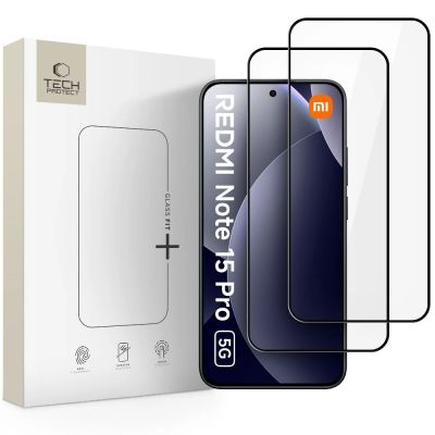 Tech-Protect Glass Fit+ 2er-Pack Schutzglas für Xiaomi Redmi Note 15 Pro 5G – Schwarz