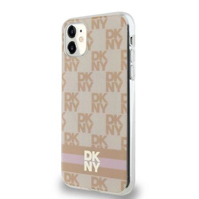 2. DKNY IML Checkered Mono Pattern & Printed Stripes MagSafe-Hülle für iPhone 11 / Xr – Rosa