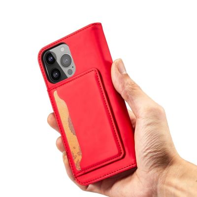 7. Magnetkartenhülle für iPhone 13 Pro Tasche Kartenetui Kartenhalter Rot