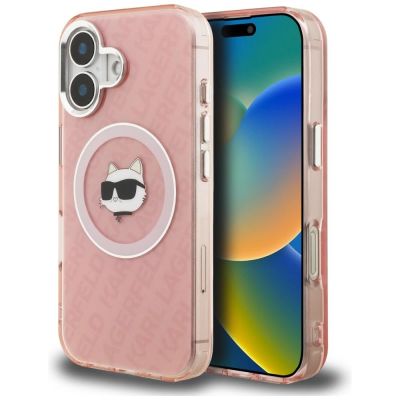 Karl Lagerfeld IML Choupette Head Logo MagSafe iPhone 16 Hülle - Pink