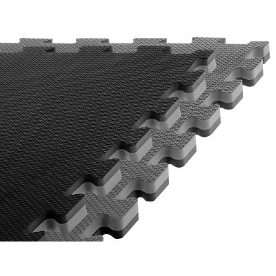 2. Gymnastikmatte mit Sicherheitszertifikat - Puzzle 1x1m - Schwarz - Grau 2 cm