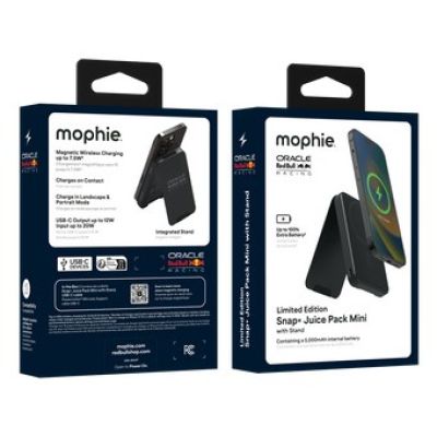 4. Mophie Snap+ Powerstation Mini Stand Red Bull Racing – magnetische 5000-mAh-Powerbank mit Standfuß, kompatibel mit MagSafe (1x USB-C-Anschluss) (schwarz)