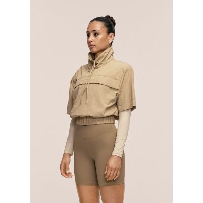 5. CASALL Damen-Trainingsjacke mit kurzen Ärmeln, Sandfarbe