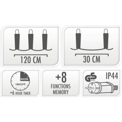 5. Weihnachtsbaumbeleuchtung, Lichtervorhang 120x120 cm, 235 LEDs, mehrfarbige Sterne