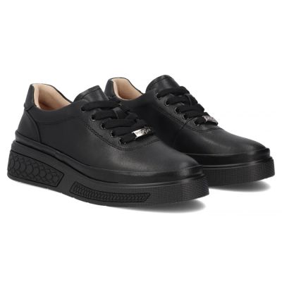 4. Schwarze Damen-Keilschuhe aus Leder, Filippo DP8326