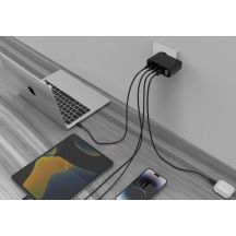 GEMBIRD SCHNELLES 4-PORT-GAN-NETZLADEGERÄT (PD) USB (3X USB-A + 1X USB TYP-C) 100 W, SCHWARZ